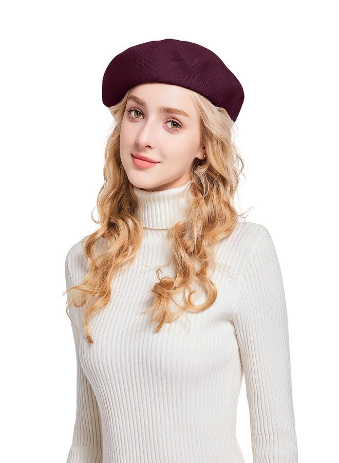 Umeepar Women French Beret Hat Reversible Double Layer Hat Solid Color (US, Alpha, One Size, Burgundy) - Image 2